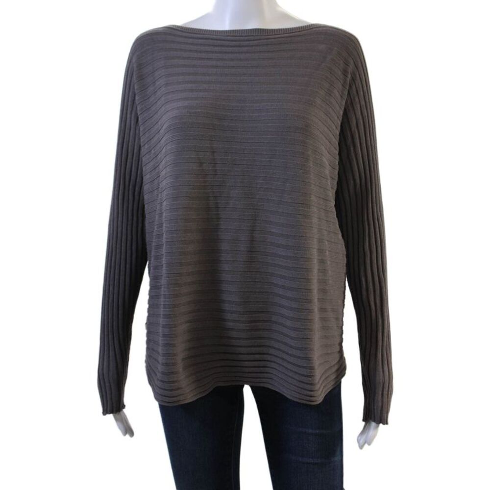 Oska Unisex Dark Gray Striped 100% Cotton Pullover Size 2